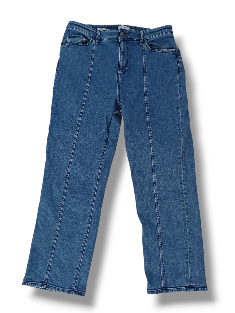Loft Outlet Womens Jeans Straight Front Seam Curvy Highrise Medium Size 12 32x27